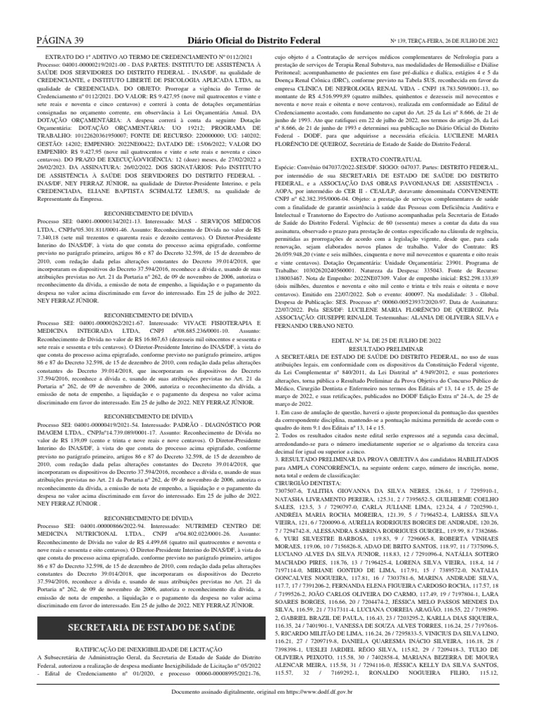 Dodf 139 26-07-2022 Integra-39-98, PDF, Orçamento governamental