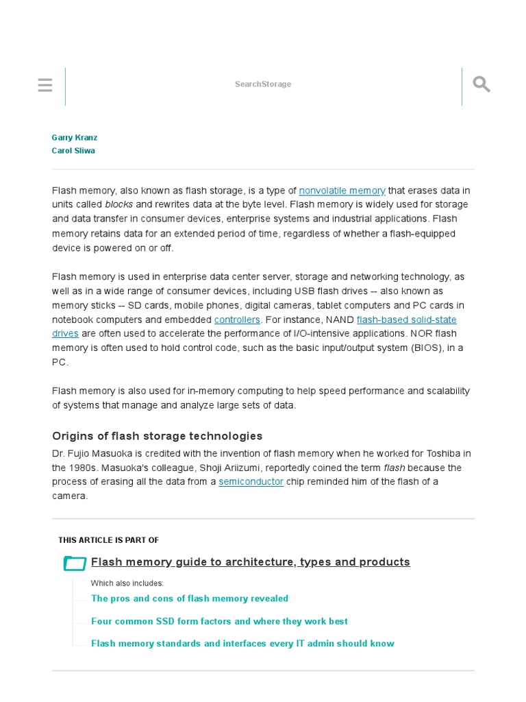 What Is Flash Memory and How Does It Work Download Free PDF Flash