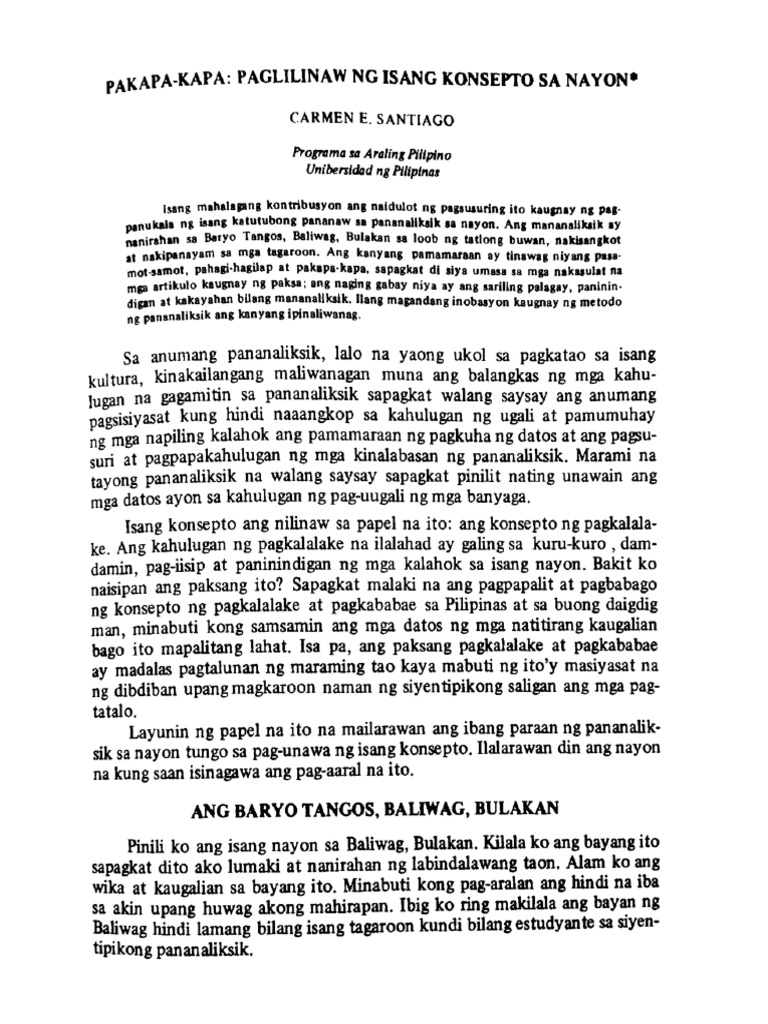 9. Pakapakapa Paglilinaw Ng Isang Konsepto Sa Nayon PDF