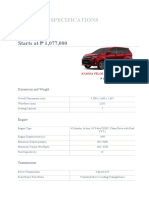 Vehicle SPECIFICATIONS
