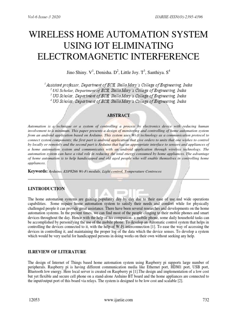 WIRELESS HOME AUTOMATION SYSTEM USING IOT ELIMINATING