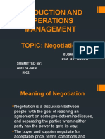 Production and Operations Management: TOPIC: Negotiation