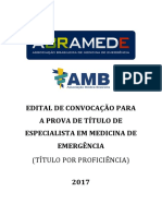 Edital convoca prova título Especialista Emergência 2017