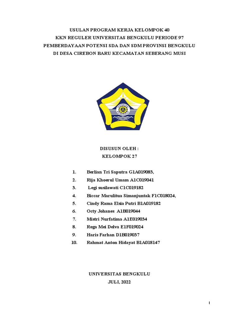 PROPOSAL PROGRAM KERJA KELOMPOK 40 Berly | PDF