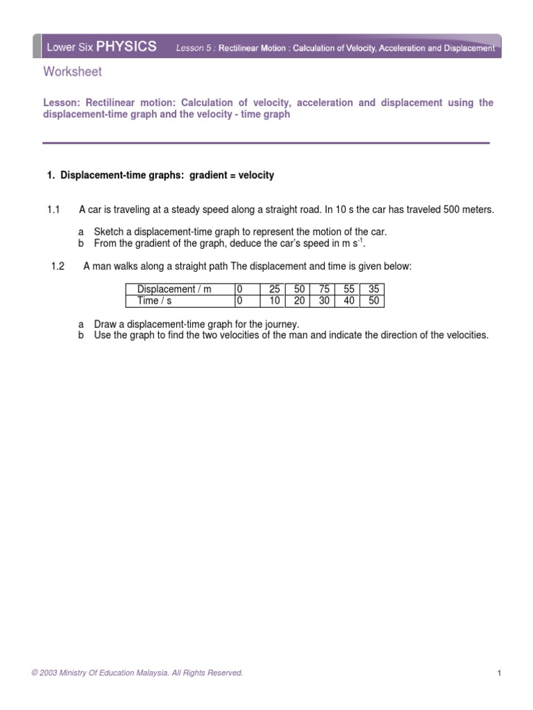 02 Worksheet Graph Motion | PDF