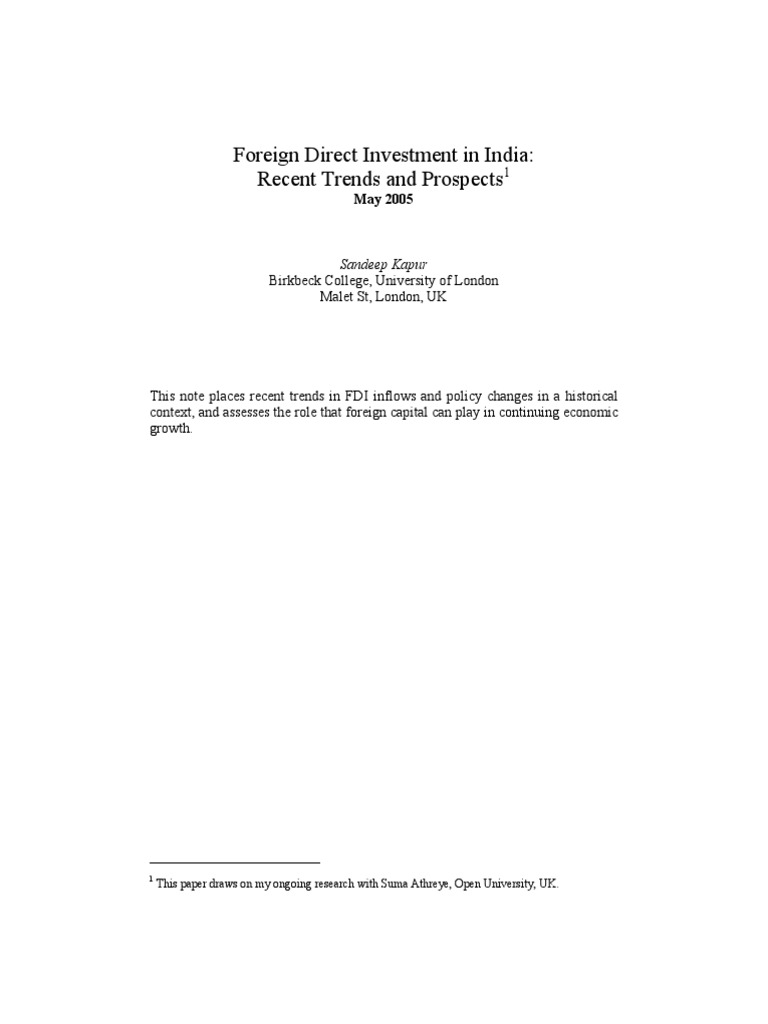 FDI Trends and Impact in India | PDF | Foreign Direct Investment ...