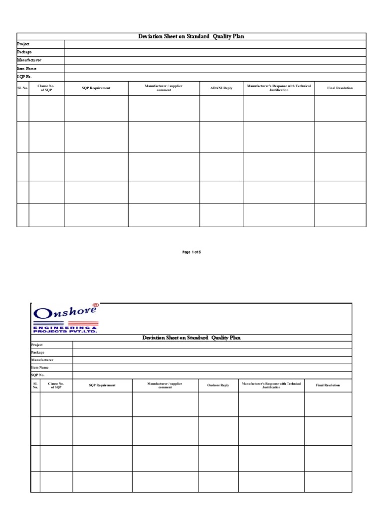 Deviation and Comment Resolution Sheet | PDF