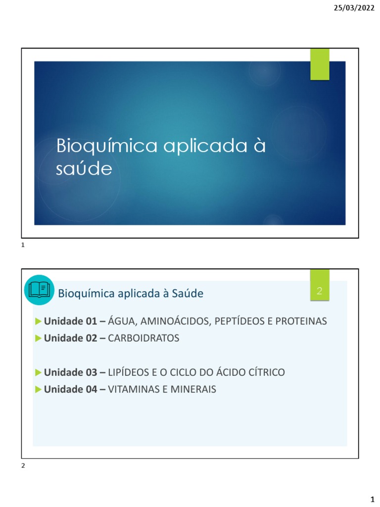 Introdução aos principais conceitos de bioquímica aplicada à saúde ...