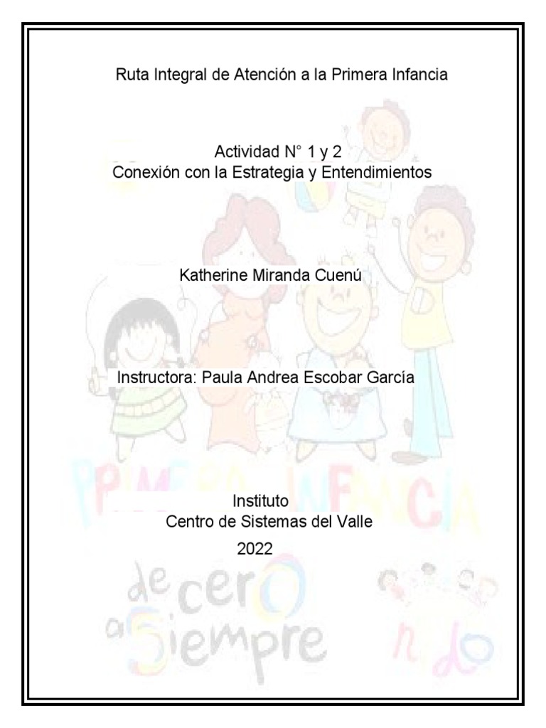 Actividad #1 y 2 Ruta Integral de Atención A La Primera Infancia | PDF ...