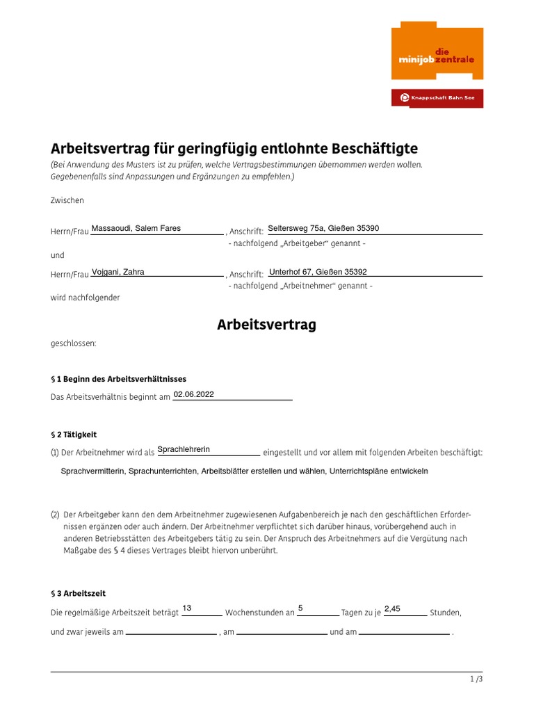 RNK Arbeitsvertrag Teilzeit DIN A4 selbstdurchschreibend