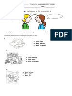 Examen de Ingles para Grado 2º Saludos y Presentación