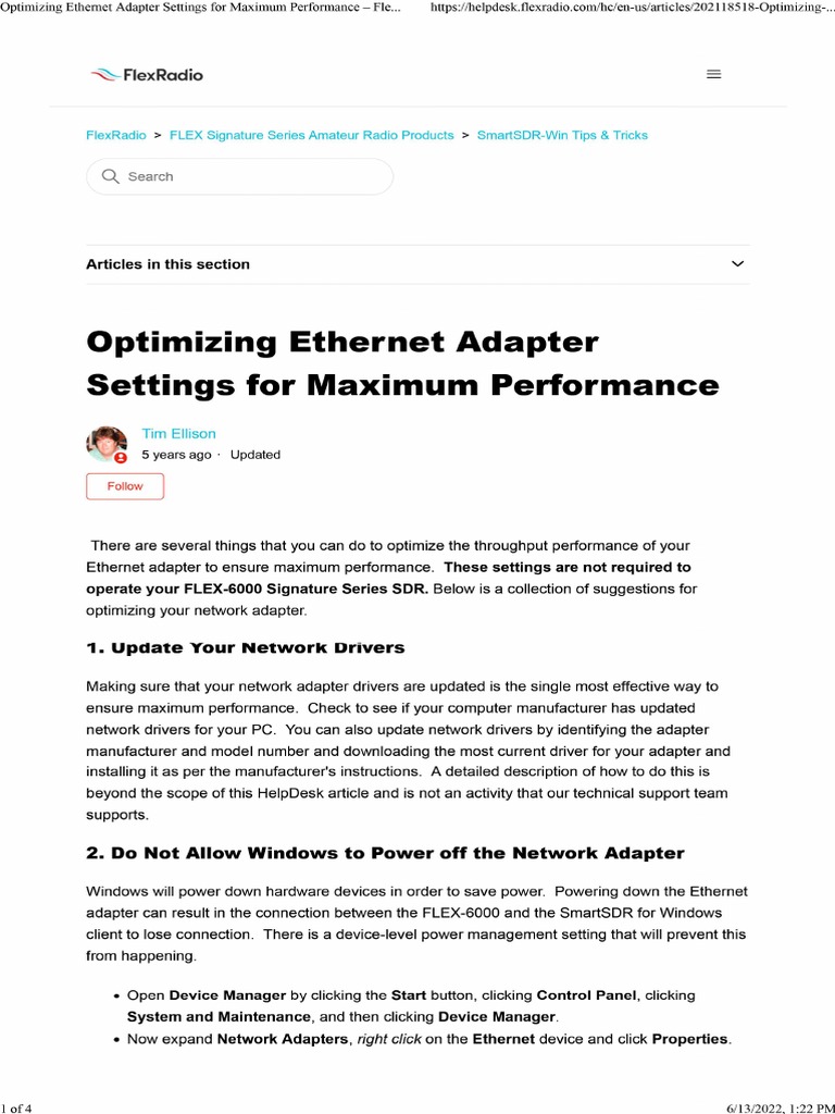 Optimizing Adapter Settings For Maximum Performance PDF