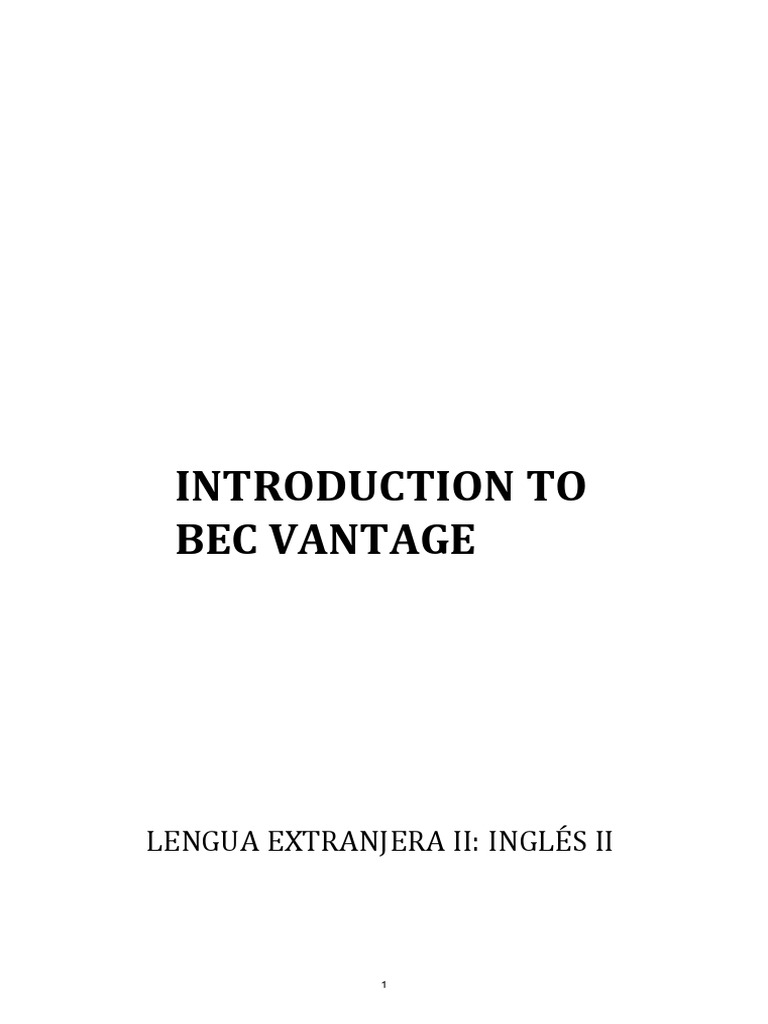 PRUEBA - Introduction To BEC Vantage | PDF | Sales | Marketing