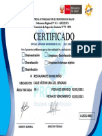 Certificado: Ordenanza Regional #411 - AREQUIPA Constancia de Inspección Sanitaria #79 - 2020