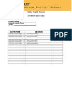 Date/Time Lesson Remarks: Online English Tutorial Student'S Record