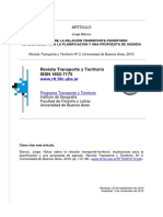 Notas Sobre La Relacion Transporte Territorio Implicancias Para La Planificacion y Una Propuesta de Agenda