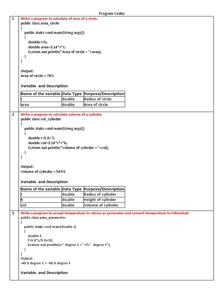 Program Codes For Internal Assessment (Class 9) | PDF | Parameter ...
