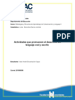 Actividades Que Promueven El Desarrollo Del Lenguaje Oral y Escrito