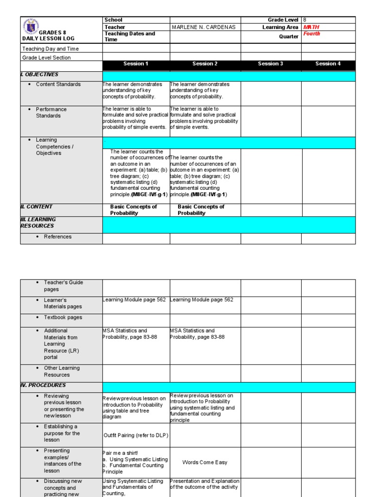 Probability Concepts for Grade 8 | PDF | Learning | Applied Psychology