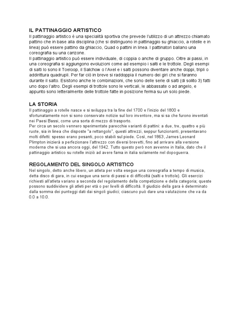 Il Pattinaggio Artistico | PDF