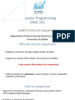 Computer Programming ENEE 101: Lec#15 (Intro On Sequences)