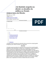 A Formação Da Fundada Suspeita Na Atividade Policial e Os Desafios Da Segurança Pública No Estado Democrático de Direito