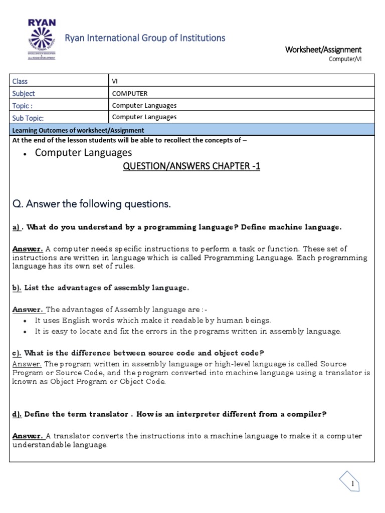 Computer CHAPTER-1 QnA - Docx Class6 | PDF | Programming | Computer Program