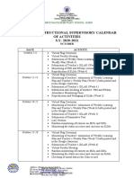 Supervisory Calendar of Activities