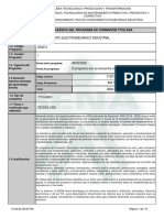 Infome Programa de Formación Titulada MANTENIMIENTO ELECTROMECANICO INDUSTRIAL