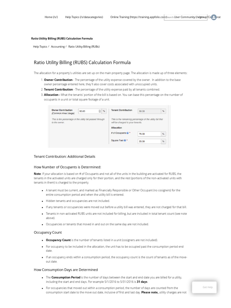 RUBS Calculation and Tenant Billing Guide | PDF | Utility | Economies