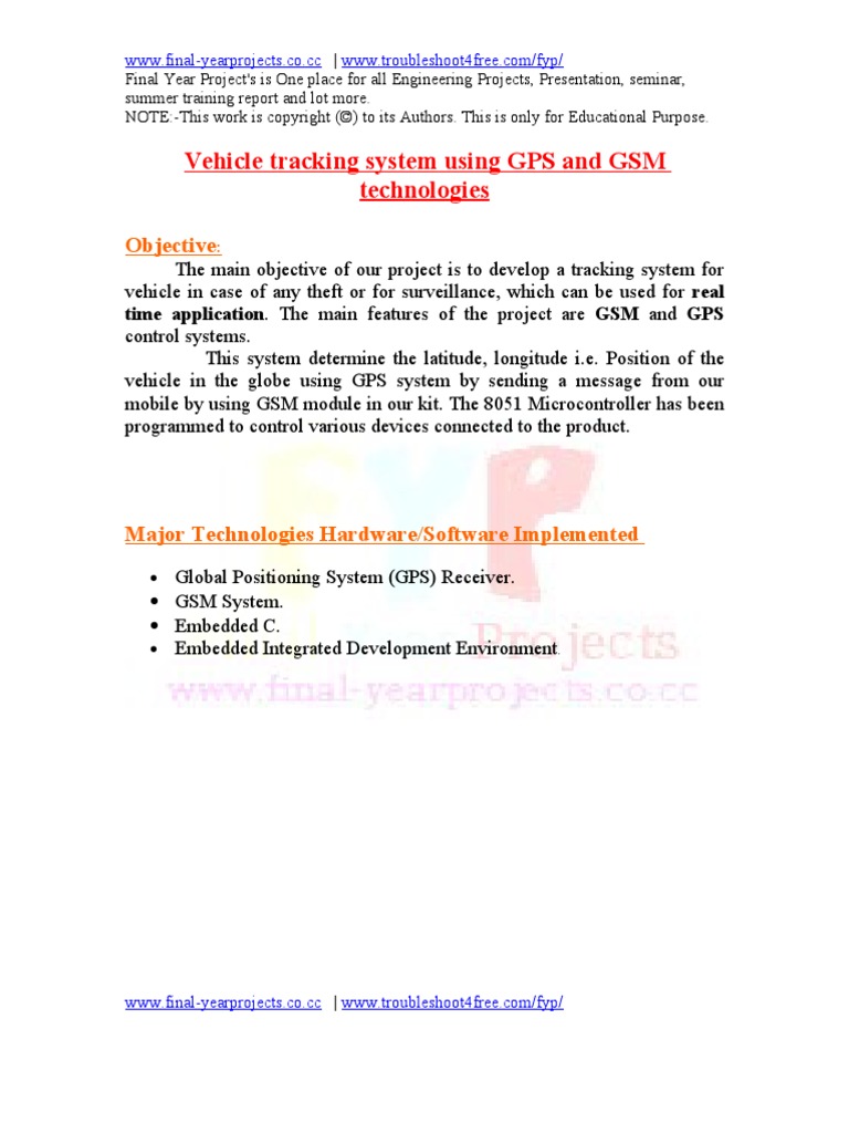 GPS and GSM Based Vehicle Tracking System Circuit Diagram