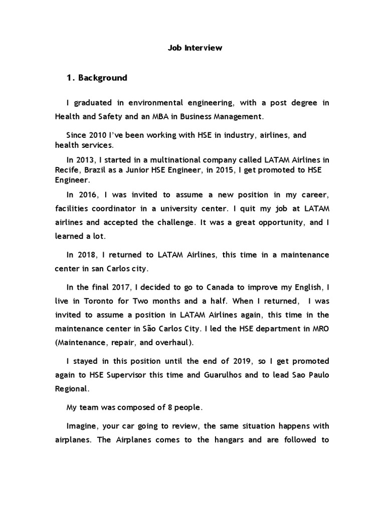 Job Interview - Completed | PDF | Regulatory Compliance | Business