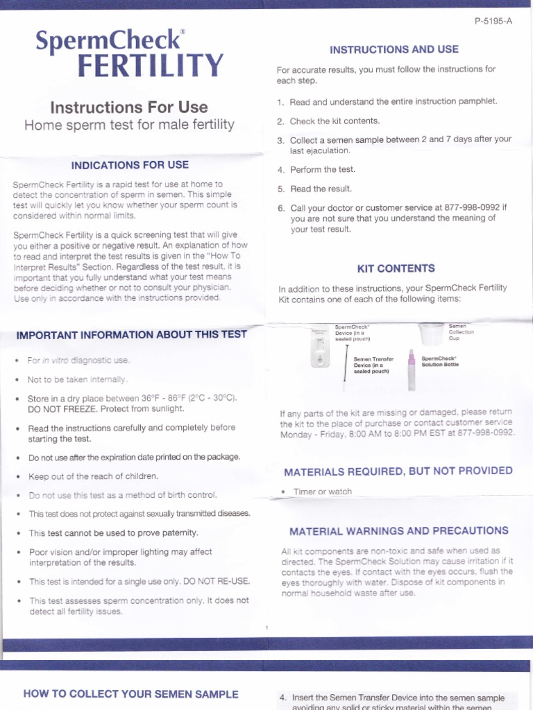 Sperm Check Fertility Testing Guide PDF Semen Ejaculation
