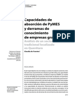 Capacidades de Absorción de Pymes Y Derramas de Conocimiento de Empresas Grandes