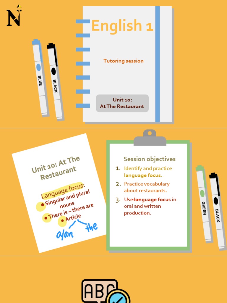 WEEK 12 Tutoring UPN E1U10 at The Restaurant PDF PDF Plural