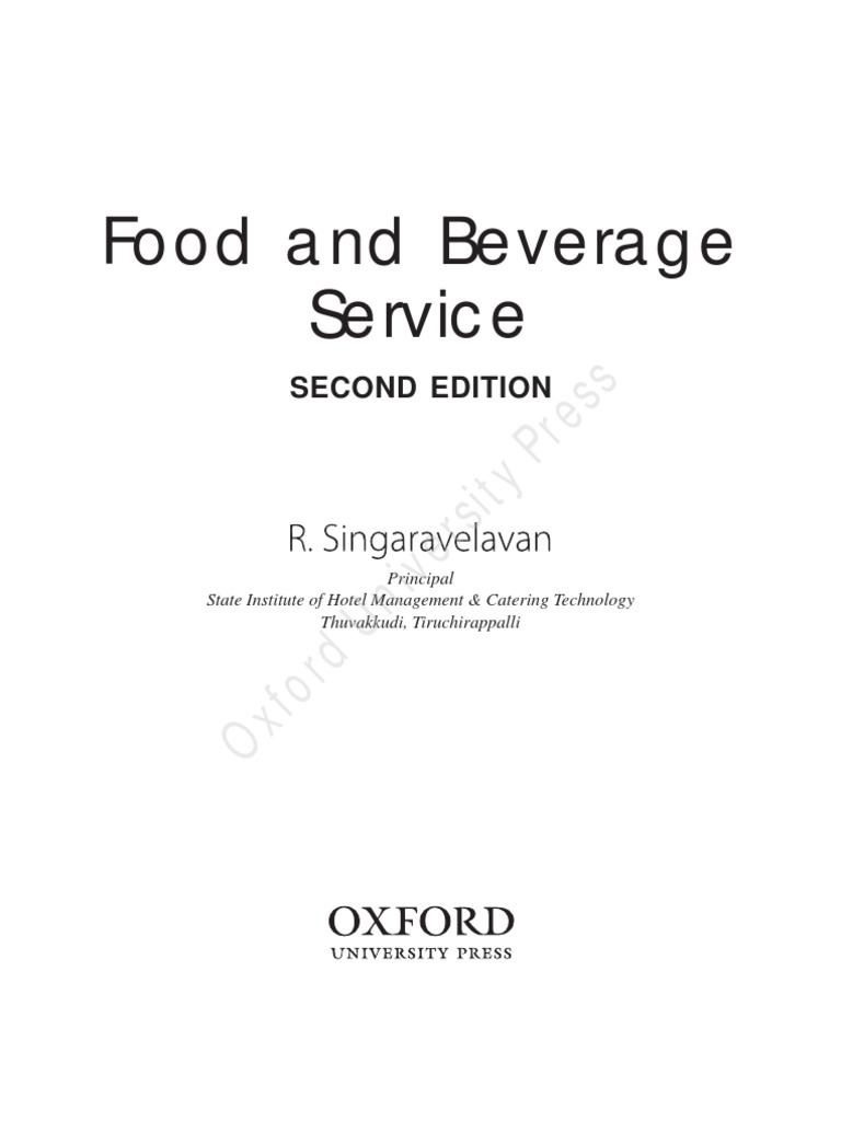Food and Beverage Service Oxford University Press PDF Drink
