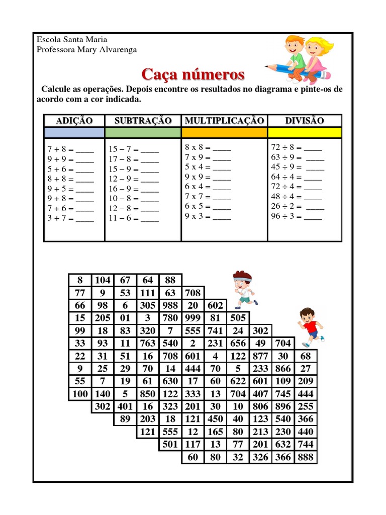 Caça Números: Operações Matemáticas | PDF | Aritmética
