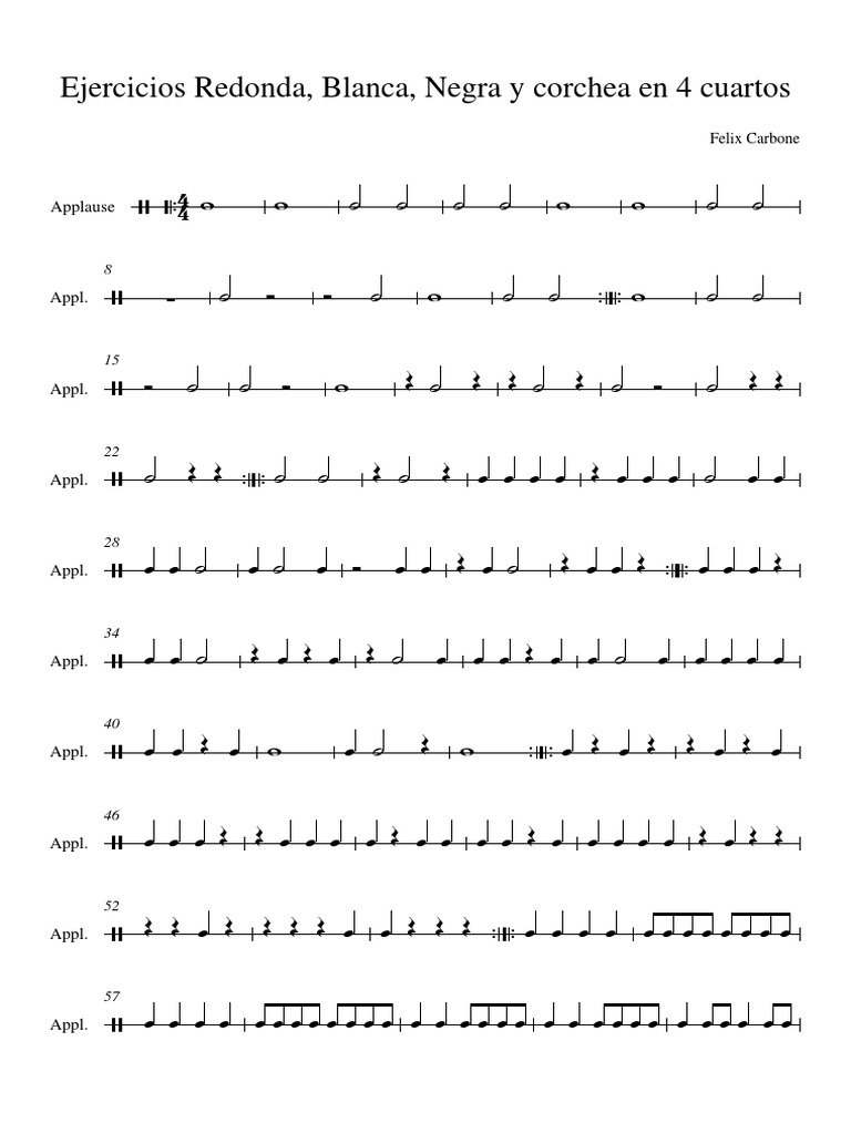 Ejercicios 1 Redonda, Blanca, Negra, Corchea PDF