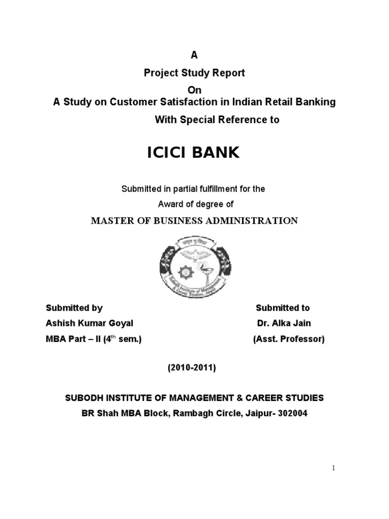 Ashish Project Report on Icici Bank | Reserve Bank Of ...