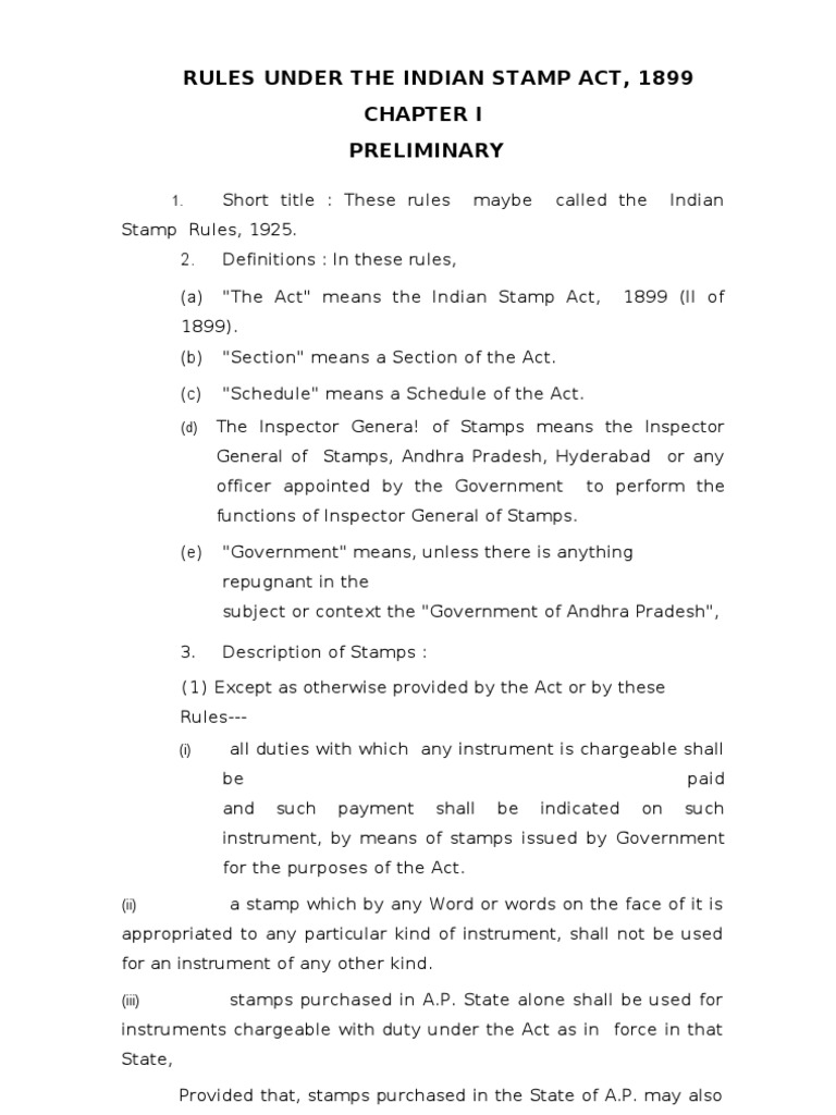 Stamp Act Rules PDF Negotiable Instrument Postage Stamp