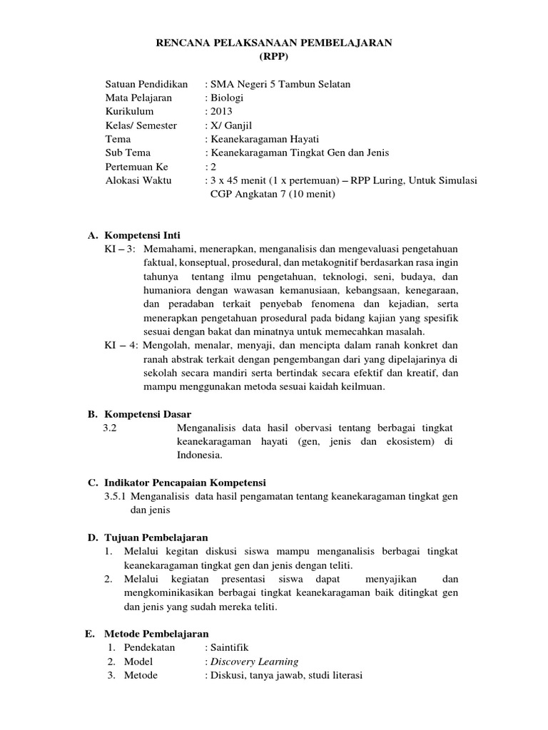 RPP Biologi: Keanekaragaman Hayati | PDF | Sains & Matematika