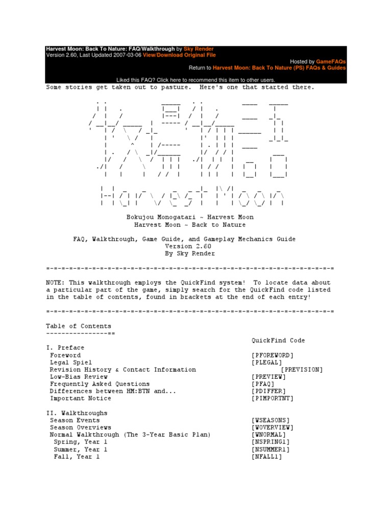 Harvest Moon Back To Nature PDF Strategy Guide Chicken