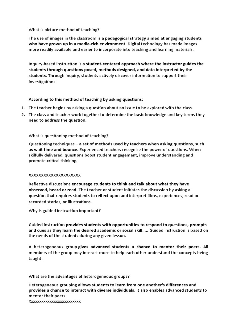 Picture Method in Classroom Teaching | PDF | Rubric (Academic) | Teachers