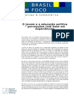 BRASIL EM FOCO. O Jovem e A Educação Política Percepções Com Base em Experiências. Análises & Comentários. Humberto Dantas. - PDF