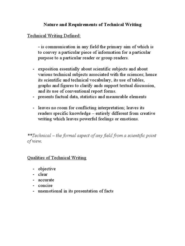 Nature and Requirements of Technical Writing | PDF | Career & Growth