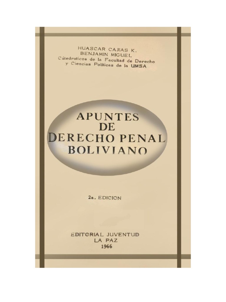 Apuntes Del Derecho Penal Boliviano | PDF | Derecho penal | Castigos
