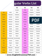 Regular Verbs List V1 V2 V3