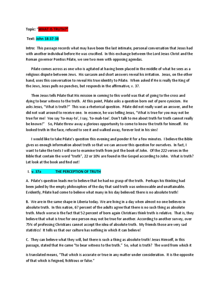 What Is Truth Pdf Pontius Pilate Jesus