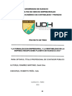 Formalización y rentabilidad en empresa de recepciones