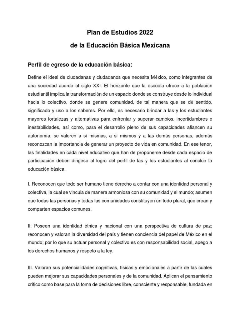 Campos Formativos Plan 2022 México | PDF | Plan de estudios | Educación ...